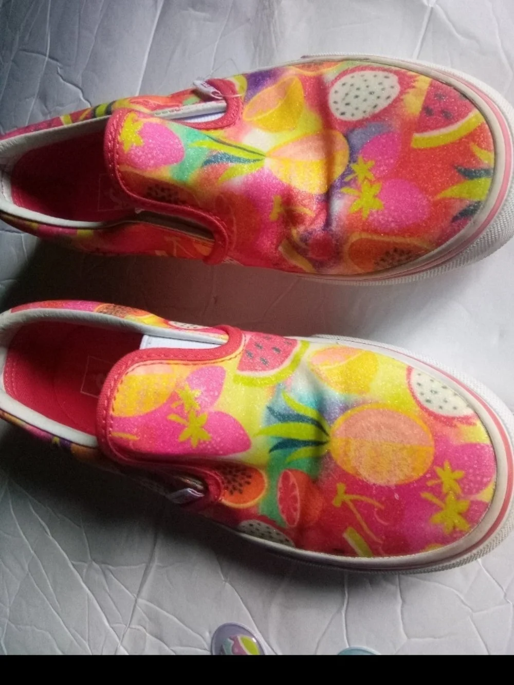 Vans Kids Slip-On Shoes in Pink Tropical Print